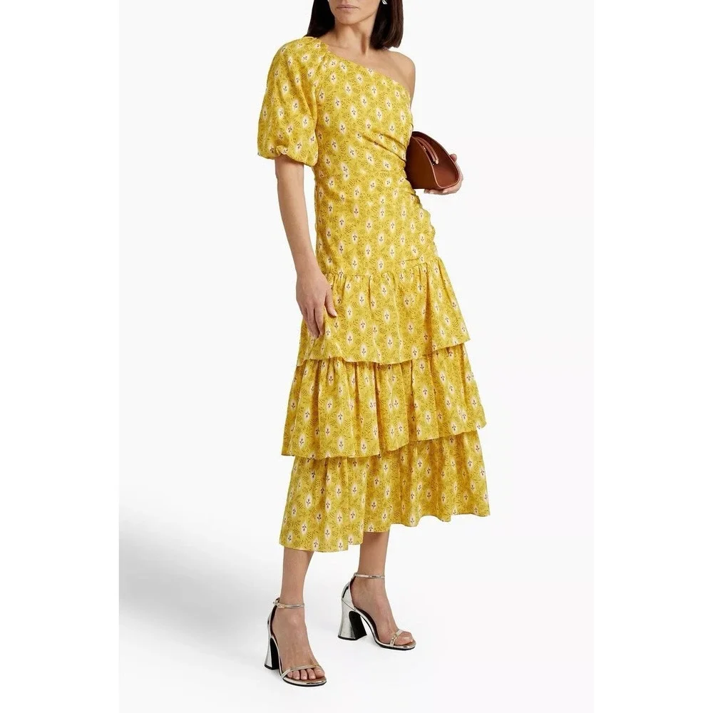Veronica Beard Virginia Dress Size 0 Sun Multi Yellow Silk Cotton Maxi NWT